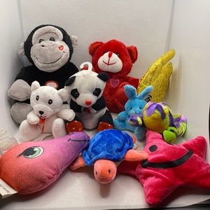 Bundle of Small Plush Toys Stuffed Animals Panda Frog Turtle Star Bunny Fish